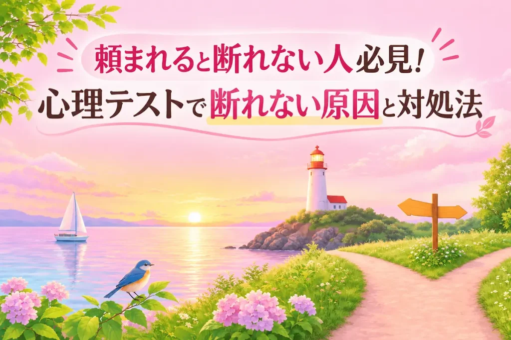 頼まれると断れない人向けの心理テストと原因・対処法を紹介するアイキャッチ画像