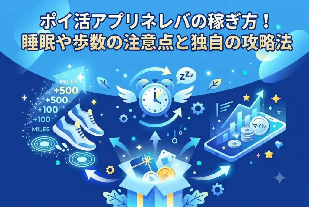 ポイ活アプリネレバの稼ぎ方や睡眠・歩数の注意点と攻略法を解説するアイキャッチ画像