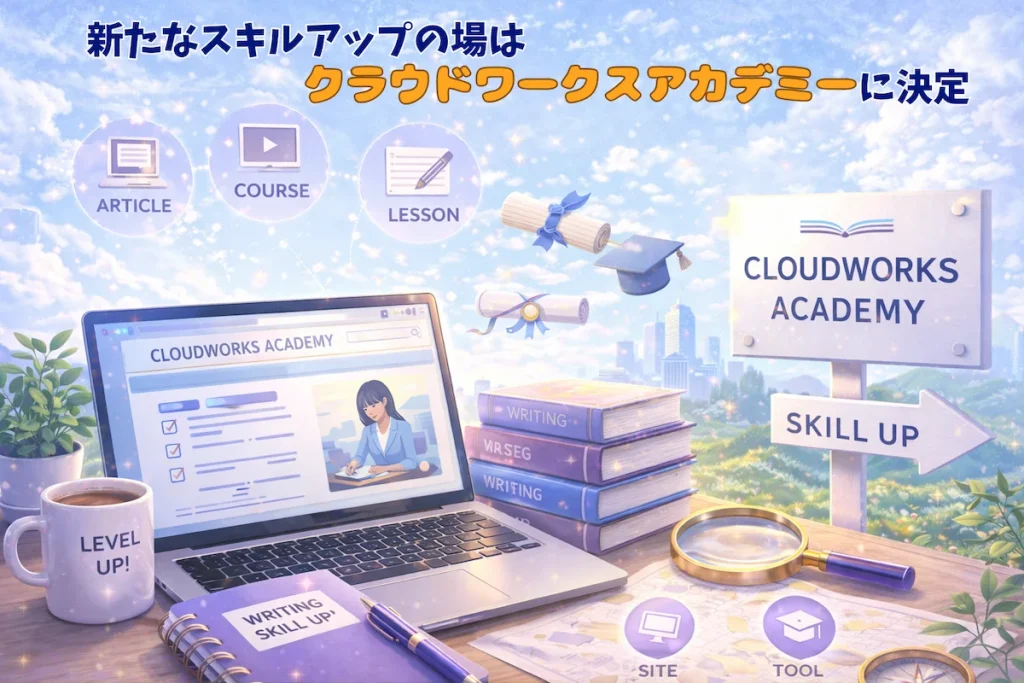 Webライターとしてレベルアップするために学習できる場所を探すイメージのアイキャッチ画像